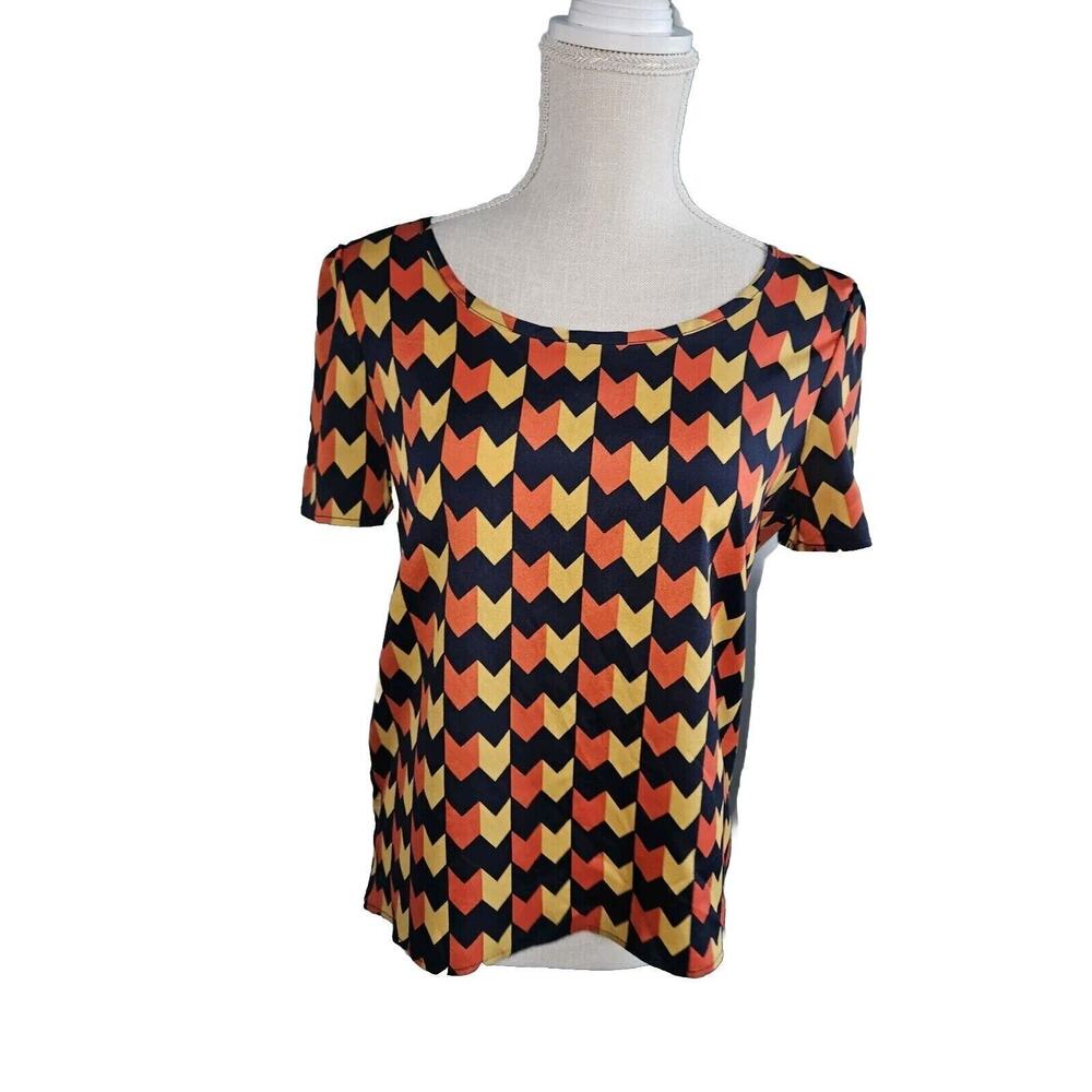 Addie Women top chevron zig zag short sleeve blouses Size small